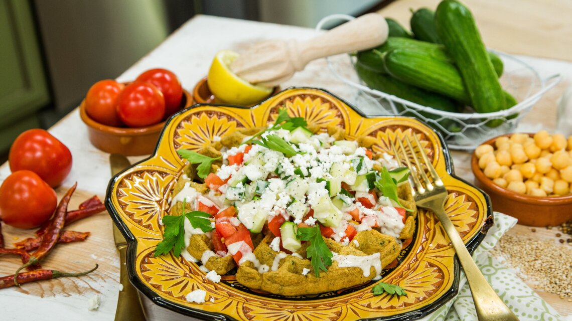 Falafel Waffles with Tahini Sauce