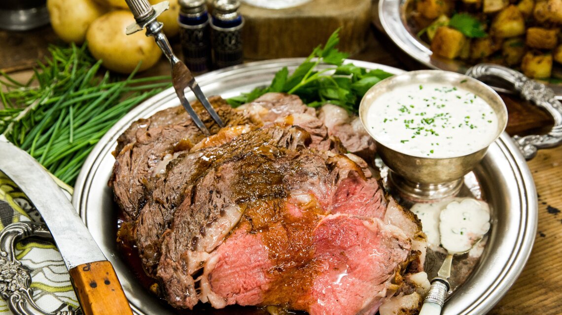 Recipes Prime Rib With Parsley Potatoes And Horseradish Cream Prime Rib Christmas Dinner