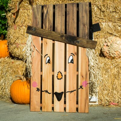 Reversible Scarecrow-Snowman Sign