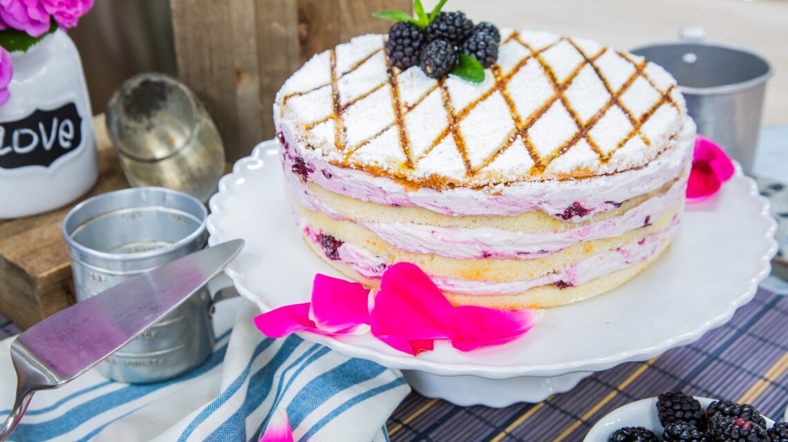 Blackberry Swirl Marshmallow Gateau