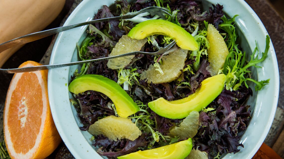 Grapefruit Salad with Frisee and Avocado