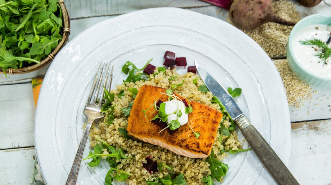 Pan-Seared Salmon with Horseradish Sour Cream