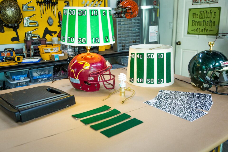 clemson football helmet lamp University LightHeaded The team insigna or league logo is displayed on the front of the lamp base DIY Football Lamp | Home