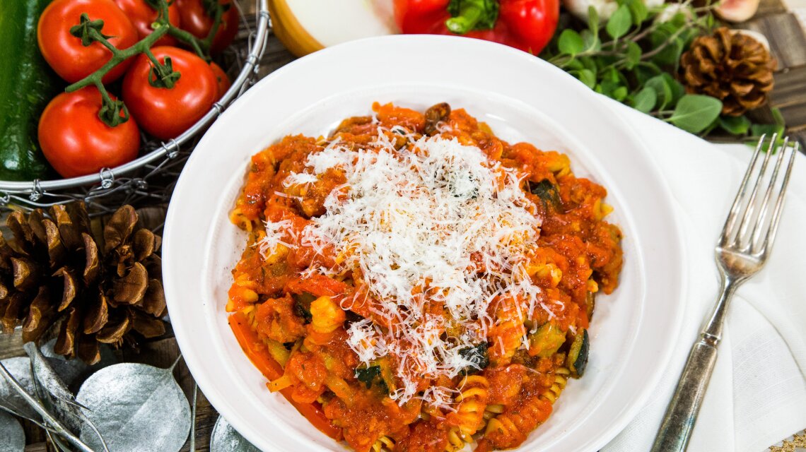 Sausage and Roasted Vegetable Fusilli Pasta