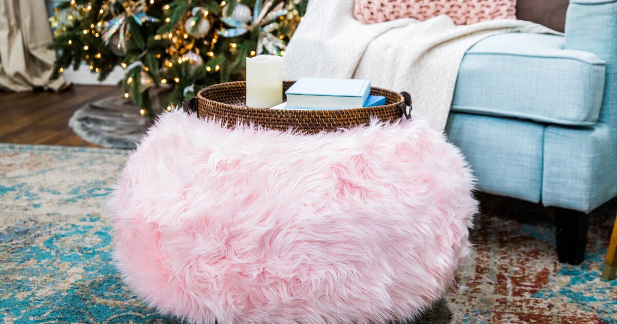 DIY Fuzzy Ottoman Home & Family