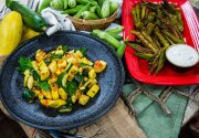 Smashed Fried Okra with Spicy Yogurt Dipping Sauce - Home & Family