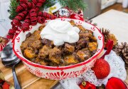 Chocolate Bread Pudding with Irish Whiskey Caramel Cream Sauce - Home & Family