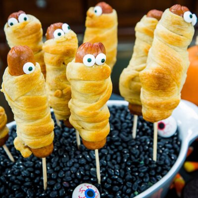Halloween Deviled Eggs and Mummy Dogs